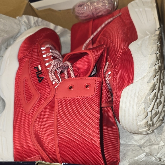 Fila Disruptor Ballistic Red Mesh High Top Sneakers Size 10 - Picture 10 of 10